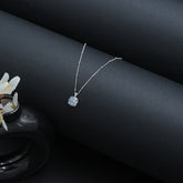 Sterling Silver Zircon Blue Stone  Pendant with Chain for Womens and Girls